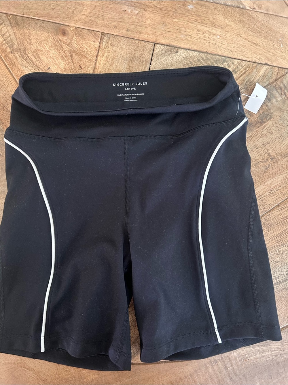 Sincerely Jules Black Bike Shorts with White Piping